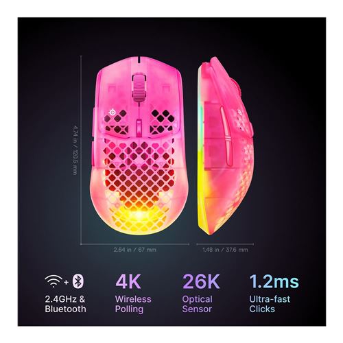 SteelSeries Aerox 3 Wireless Gen 2 Gaming Mouse - Haze - Micro Center